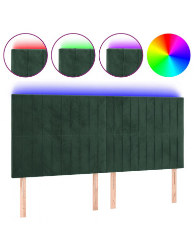 Testiera a LED Verde Scuro 180x5x118/128cm in Velluto