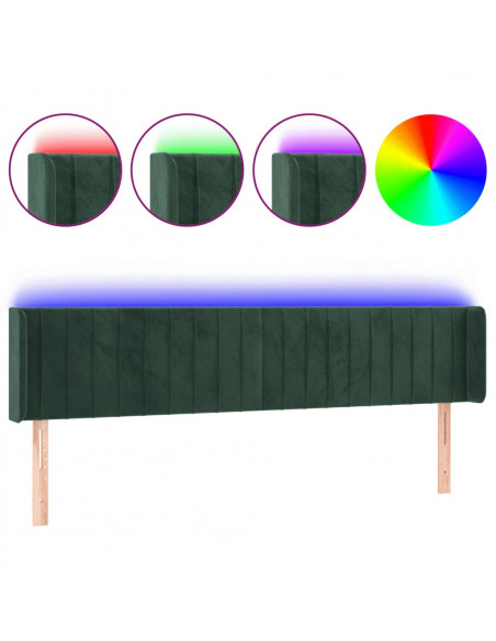 Testiera a LED Verde Scuro 183x16x78/88 cm in Velluto