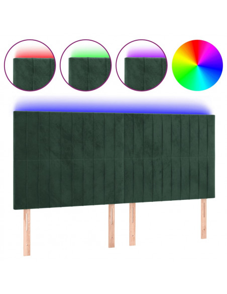 Testiera a LED Verde Scuro 200x5x118/128 cm in Velluto