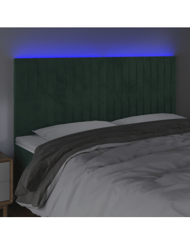 Testiera a LED Verde Scuro 200x5x118/128 cm in Velluto