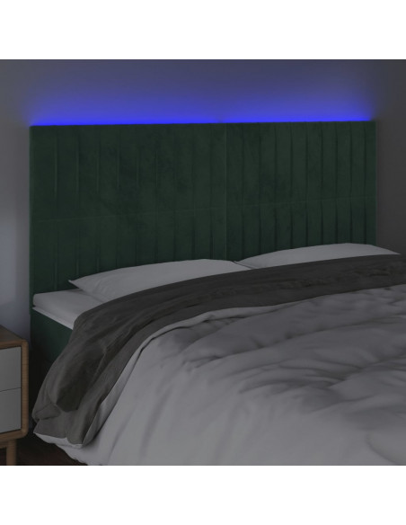 Testiera a LED Verde Scuro 200x5x118/128 cm in Velluto