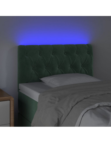 Testiera a LED Verde Scuro 80x7x78/88 cm in Velluto