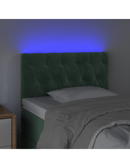 Testiera a LED Verde Scuro 80x7x78/88 cm in Velluto