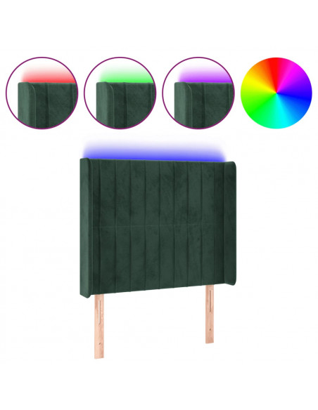 Testiera a LED Verde Scuro 83x16x118/128 cm in Velluto