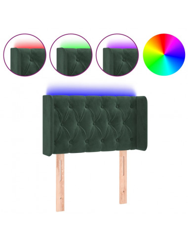 Testiera a LED Verde Scuro 83x16x78/88 cm in Velluto