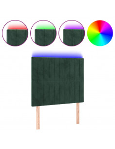 Testiera a LED Verde Scuro 90x5x118/128 cm in Velluto 2