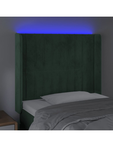 Testiera a LED Verde Scuro 93x16x118/128 cm in Velluto