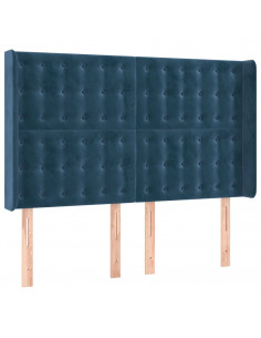 Testiera ad Orecchio Blu Scuro 147x16x118/128 cm in Velluto 2