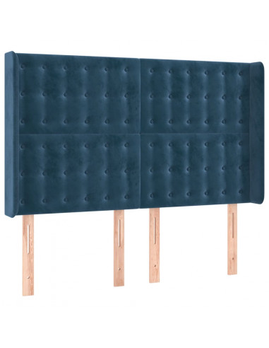 Testiera ad Orecchio Blu Scuro 147x16x118/128 cm in Velluto