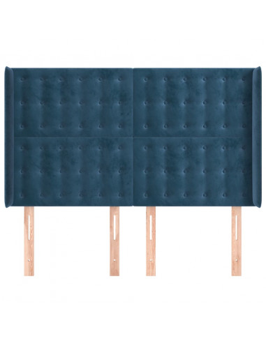 Testiera ad Orecchio Blu Scuro 147x16x118/128 cm in Velluto