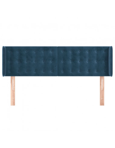 Testiera ad Orecchio Blu Scuro 147x16x78/88 cm in Velluto