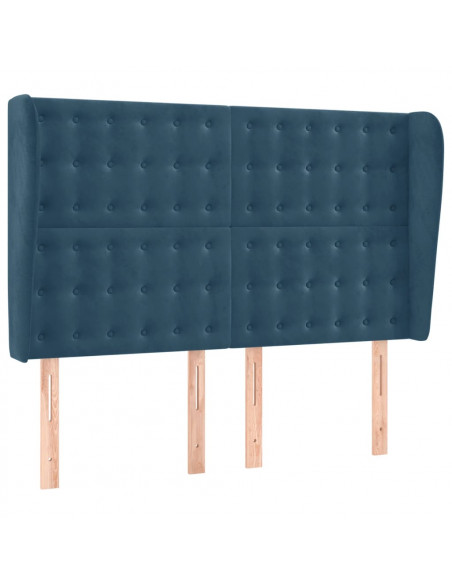 Testiera ad Orecchio Blu Scuro 147x23x118/128cm in Velluto