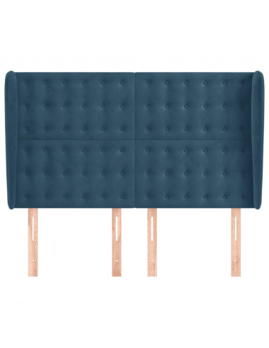 Testiera ad Orecchio Blu Scuro 147x23x118/128cm in Velluto