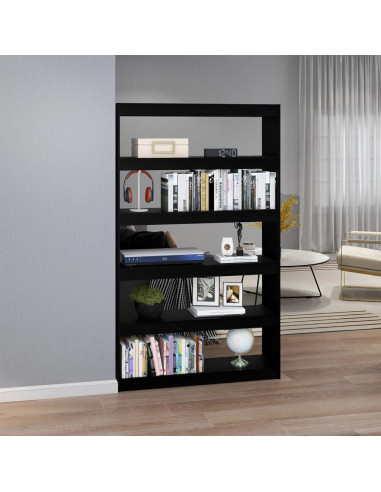 Libreria/Divisorio Nero 100x30x167,5 cm in Legno di Pino