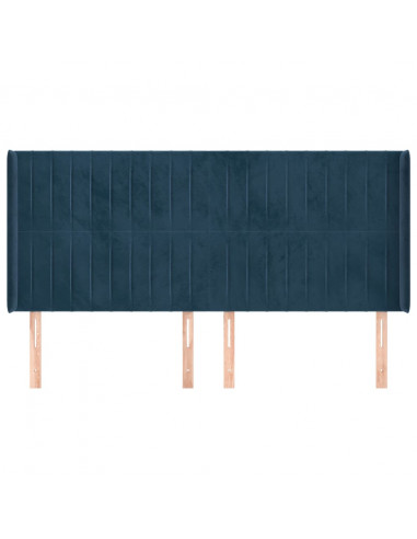 Testiera ad Orecchio Blu Scuro 183x16x118/128 cm in Velluto