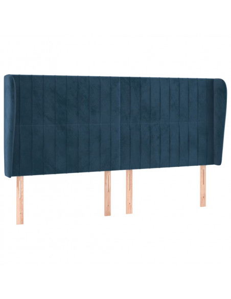 Testiera ad Orecchio Blu Scuro 183x23x118/128 cm in Velluto