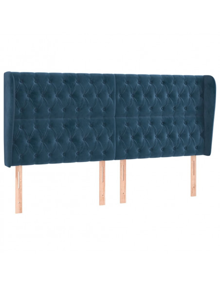 Testiera ad Orecchio Blu Scuro 203x23x118/128 cm in Velluto