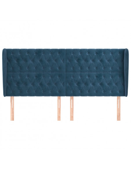 Testiera ad Orecchio Blu Scuro 203x23x118/128 cm in Velluto
