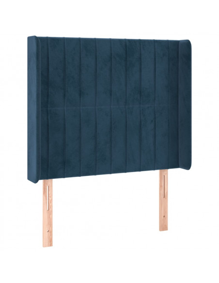 Testiera ad Orecchio Blu Scuro 93x16x118/128 cm in Velluto