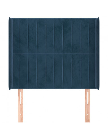 Testiera ad Orecchio Blu Scuro 93x16x118/128 cm in Velluto