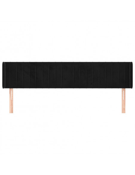 Testiera ad Orecchio Nera 163x16x78/88 cm in Velluto