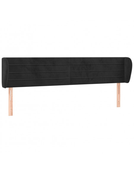 Testiera ad Orecchio Nera 183x23x78/88 cm in Velluto
