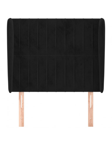Testiera ad Orecchio Nera 83x23x118/128 cm in Velluto