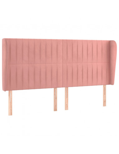 Testiera ad Orecchio Rosa 163x23x118/128 cm in Velluto