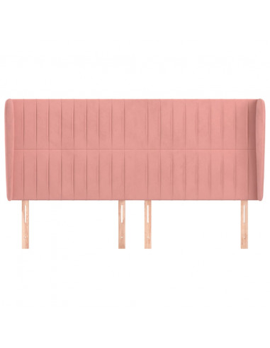 Testiera ad Orecchio Rosa 163x23x118/128 cm in Velluto