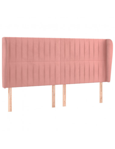 Testiera ad Orecchio Rosa 203x23x118/128 cm in Velluto