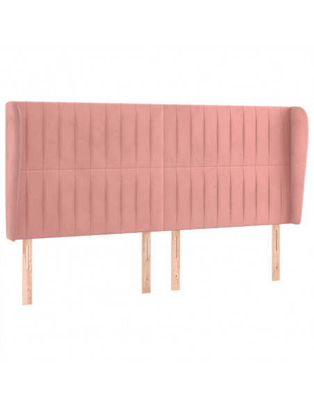 Testiera ad Orecchio Rosa 203x23x118/128 cm in Velluto