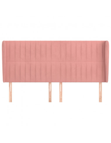 Testiera ad Orecchio Rosa 203x23x118/128 cm in Velluto