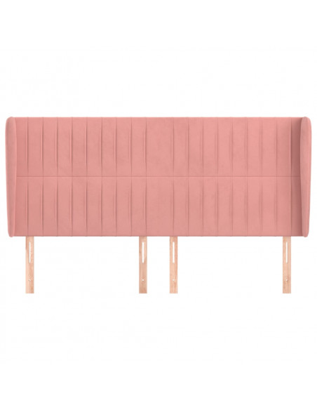 Testiera ad Orecchio Rosa 203x23x118/128 cm in Velluto