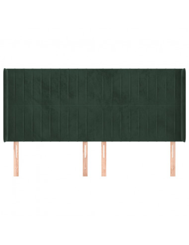 Testiera ad Orecchio Verde Scuro 203x16x118/128 cm in Velluto