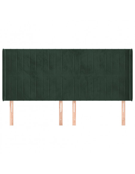 Testiera ad Orecchio Verde Scuro 203x16x118/128 cm in Velluto