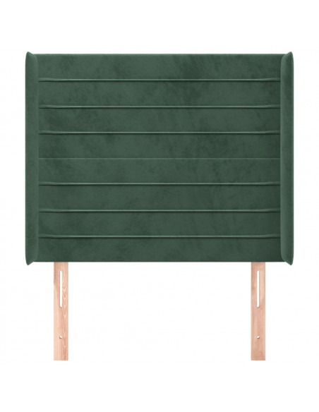 Testiera ad Orecchio Verde Scuro 83x16x118/128 cm in Velluto