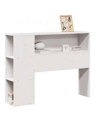 Testiera con Ripiani Bianca 100 cm in Legno Massello di Pino