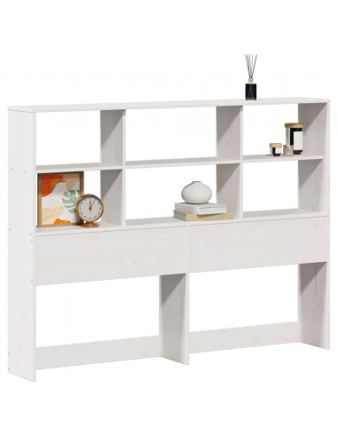 Testiera con Ripiani Bianca 120 cm in Legno Massello di Pino