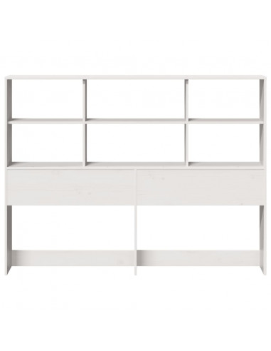 Testiera con Ripiani Bianca 120 cm in Legno Massello di Pino