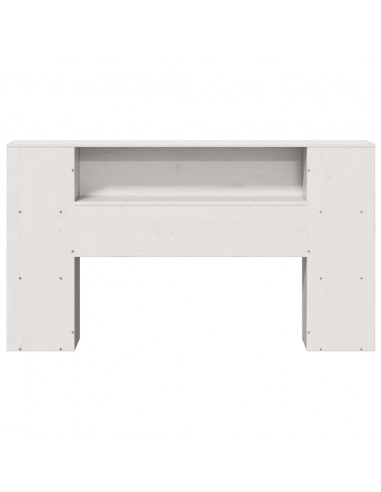 Testiera con Ripiani Bianca 135 cm in Legno Massello di Pino