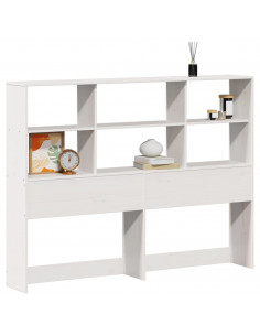 Testiera con Ripiani Bianca 140 cm in Legno Massello di Pino 2