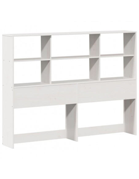 Testiera con Ripiani Bianca 140 cm in Legno Massello di Pino