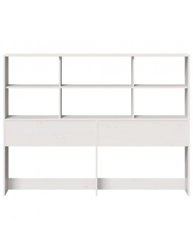 Testiera con Ripiani Bianca 140 cm in Legno Massello di Pino