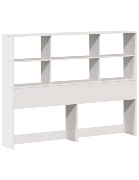 Testiera con Ripiani Bianca 150 cm in Legno Massello di Pino