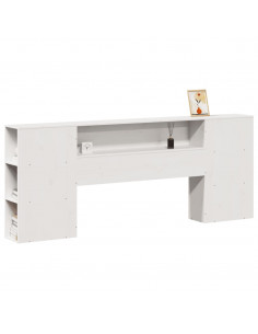 Testiera con Ripiani Bianca 180 cm in Legno Massello di Pino 2