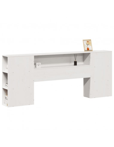 Testiera con Ripiani Bianca 180 cm in Legno Massello di Pino