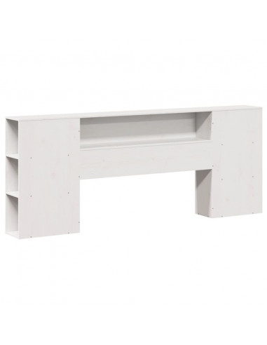 Testiera con Ripiani Bianca 180 cm in Legno Massello di Pino