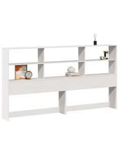 Testiera con Ripiani Bianca 180 cm in Legno Massello di Pino 2