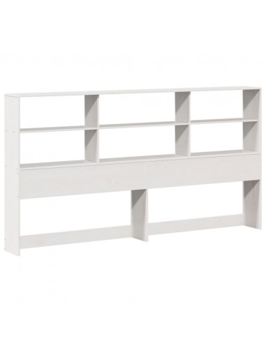 Testiera con Ripiani Bianca 180 cm in Legno Massello di Pino
