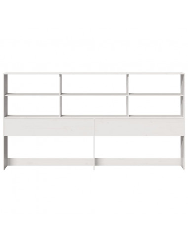 Testiera con Ripiani Bianca 180 cm in Legno Massello di Pino